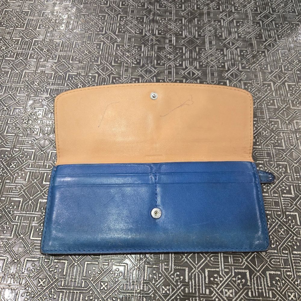 🐢 Coach Royal Blue Vintage Leather Clutch/Wallet - Picture 6 of 16